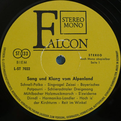 Unknown Artist - Sang Und Klang Vom Alpenland (LP) Vinyl LP Vinyl Very Good (VG) <br> Hoes Good Plus (G+)