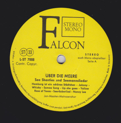 Jan-Maaten-Matrosenchor - Über Die Meere - Sea Shanties Und Seemannslieder (LP)