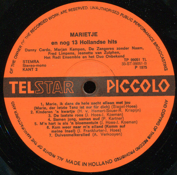 Various - Marietje (Want In 't Bos Daar Zijn De Jagers) En Andere Hollandse Hits (LP) 43367 43595 46429 Vinyl LP VINYLSINGLES.NL