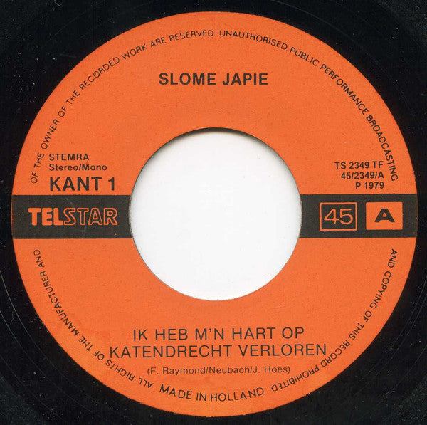 Slome Japie - Ik Heb M'n Hart Op Katendrecht Verloren Vinyl Singles VINYLSINGLES.NL