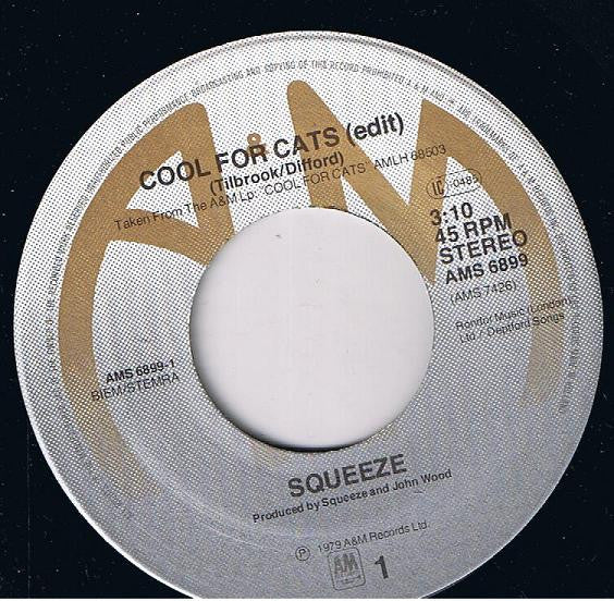 Squeeze - Cool For Cats Vinyl Singles Vinyl Very Good (VG) <br> Hoes Good Plus (G+)