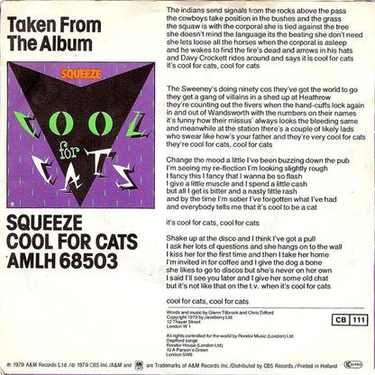 Squeeze - Cool For Cats Vinyl Singles Vinyl Very Good (VG) <br> Hoes Good Plus (G+)