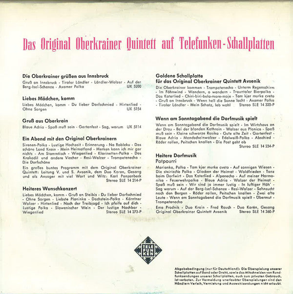 Original Oberkrainer Quintett Avsenik, Duo Korén - Die Kleine Eisenbahn 21895 Vinyl Singles VINYLSINGLES.NL