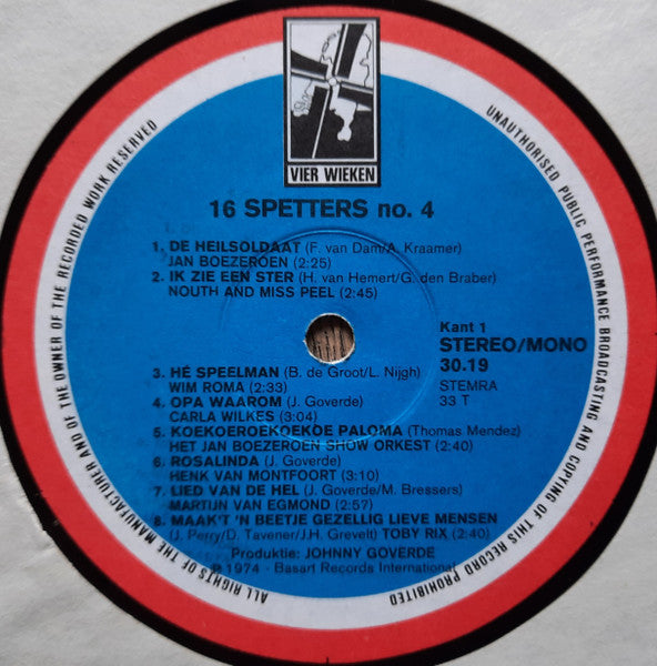 Various - 16 Spetters Nr. 4 (LP) 48920 Vinyl LP VINYLSINGLES.NL