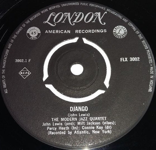 Modern Jazz Quartet - Django Vinyl Singles Vinyl Very Good (VG) <br> Hoes Good Plus (G+)