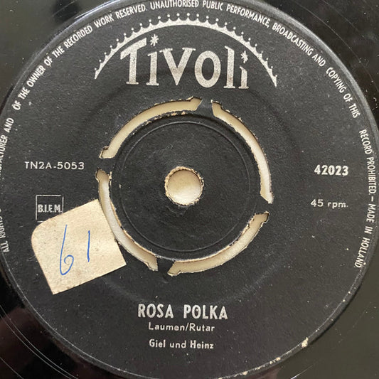 Giel Und Heinz - 't Örgelke (Het Lied Van Het Pierement) Vinyl Singles Vinyl Very Good (VG) <br> Hoes Good Plus (G+)