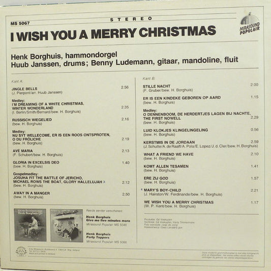 Henk Borghuis - I Wish You A Merry Christmas (LP) Vinyl LP Vinyl Zeer Goed / Hoesje Goed "VINYLSINGLES.NL"
