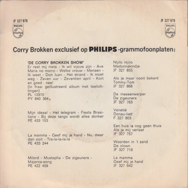 Corry Brokken - Zo Gaat Het Met Meisjes Altijd 16510 Vinyl Singles VINYLSINGLES.NL