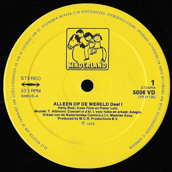 Hetty Blok, Coen Flink, Pieter Lutz - Alleen Op De Wereld (LP) 40949 48485 Vinyl LP VINYLSINGLES.NL