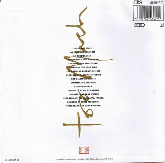 Bros - Too Much 37001 Vinyl Singles Vinyl Zeer Goed / Hoesje Goed "VINYLSINGLES.NL"