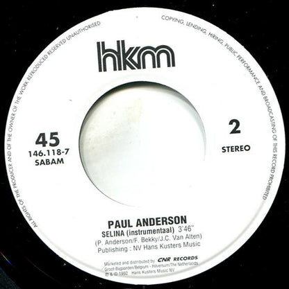 Paul Anderson - Selina 30752 33050 37058 Vinyl Singles Goede Staat