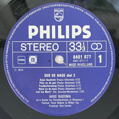 Akke Radsma - Oer de hage diel 2 (LP) Vinyl LP Vinyl Very Good (VG) <br> Hoes Good Plus (G+)