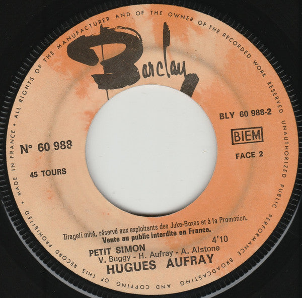 Hugues Aufray ‎- Adieu Monsieur Le Professeur 13199 Vinyl Singles VINYLSINGLES.NL