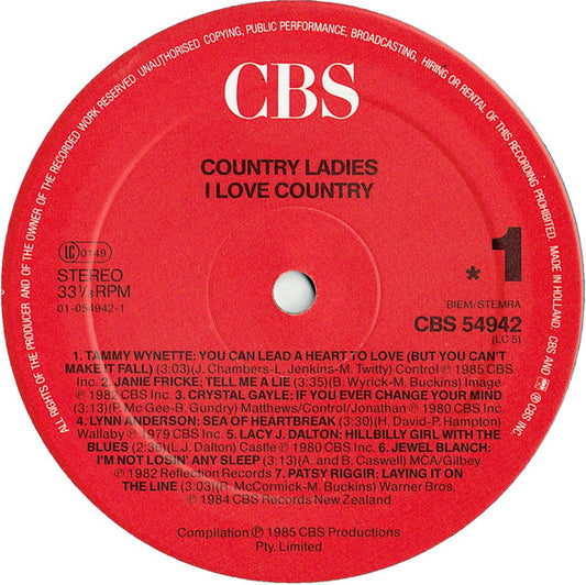 Various - Country Ladies - I Love Country (LP) Vinyl LP Media VG+ \ Sleeve G+