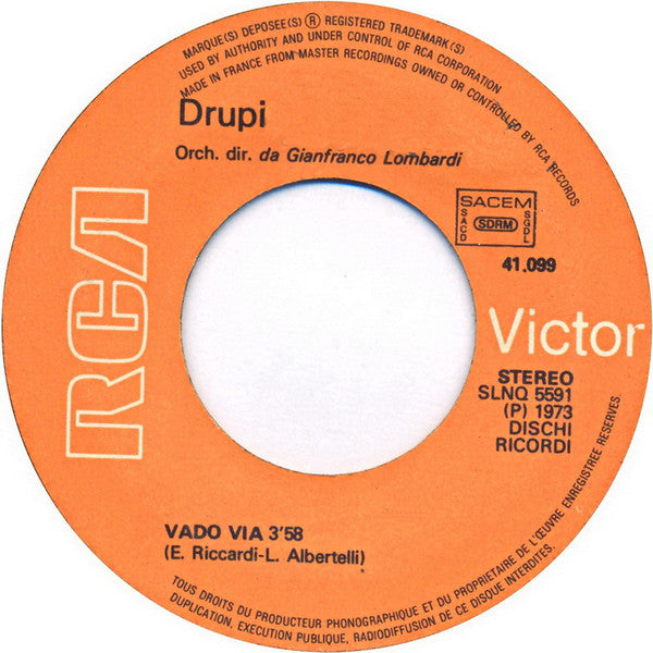 Drupi - Vado Via (Version Originale) 00565 Vinyl Singles VINYLSINGLES.NL