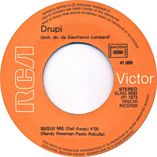 Drupi - Vado Via (Version Originale) Vinyl Singles Vinyl Zeer Goed / Hoesje Generic "VINYLSINGLES.NL"