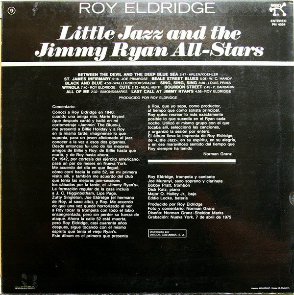 Roy Eldridge - Little Jazz And The Jimmy Ryan All-Stars Vinyl LP VINYLSINGLES.NL