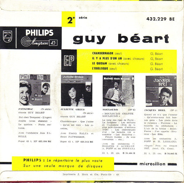 Guy Béart - 2 (EP) 03777 Vinyl Singles EP Goede Staat