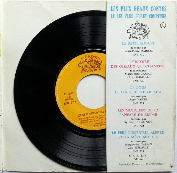 Jany Sylvaire - Rondes Et Chansons Pour Les Enfants Sages * Vinyl Singles Vinyl Very Good (VG) <br> Hoes Good Plus (G+)