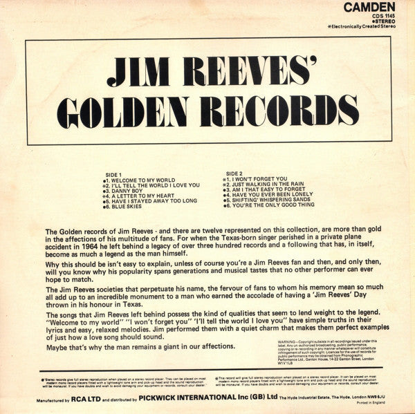 Jim Reeves - Jim Reeves' Golden Records (LP) 41733 41897 42095 42094 42338 Vinyl LP VINYLSINGLES.NL