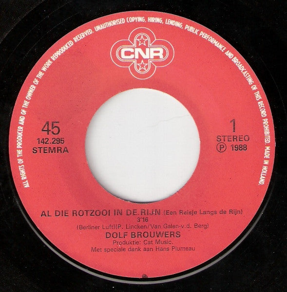Dolf Brouwers - Al Die Rotzooi In De Rijn 33279 Vinyl Singles Vinyl Very Good (VG) <br> Hoes Good Plus (G+)