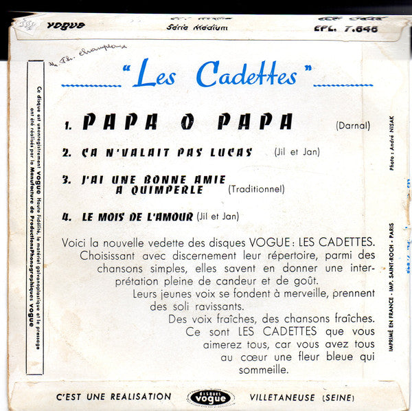 Les Cadettes - Papa O Papa (EP) 15194 Vinyl Singles EP VINYLSINGLES.NL