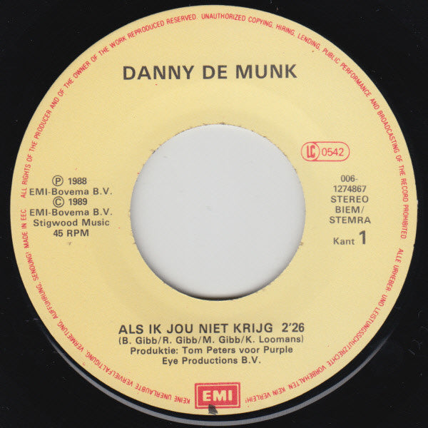 Danny de Munk - Als Ik Jou Niet Krijg 33980 Vinyl Singles Goede Staat