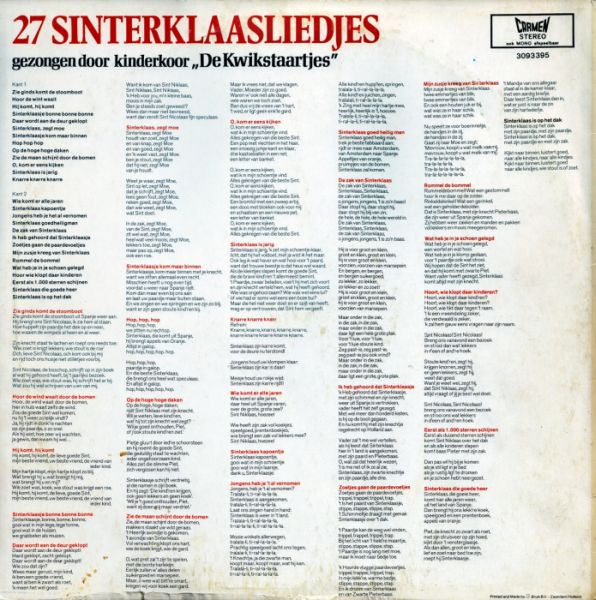 Kinderkoor De Kwikstaartjes - 27 Sinterklaasliedjes (LP) 46193 Vinyl LP Goede Staat