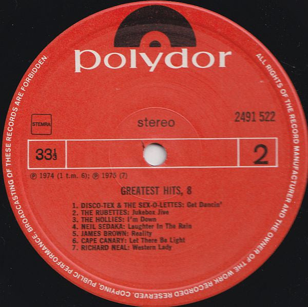 Various - Greatest Hits 8 (LP) 42657 Vinyl LP VINYLSINGLES.NL