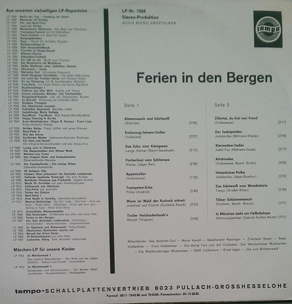 Various - Ferien In Den Bergen (LP) 41195 Vinyl LP VINYLSINGLES.NL