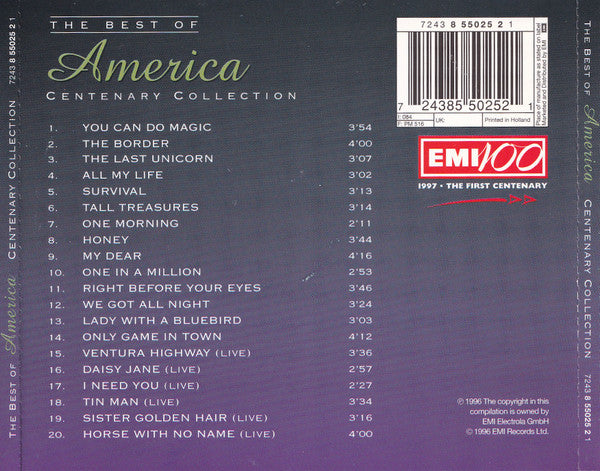 America - The Best Of America (CD) Compact Disc Goede Staat