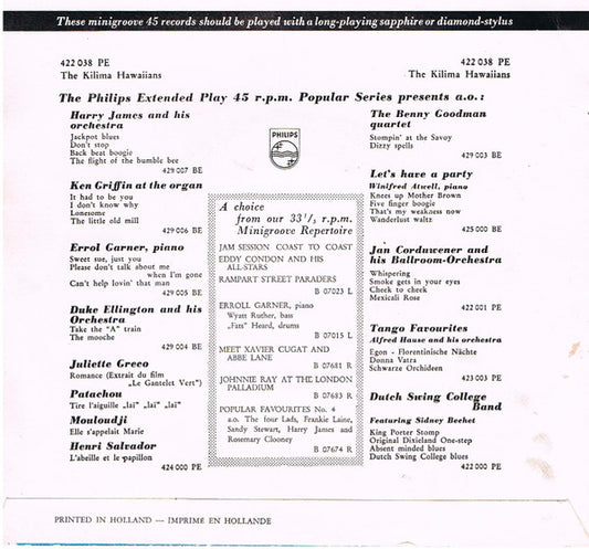 Kilima Hawaiians - Hawaii Sing To Me Vinyl Singles EP Media: VG+ / Sleeve: G+ "VINYLSINGLES.NL"