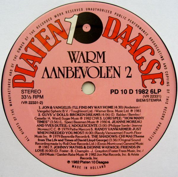 Various - Warm Aanbevolen 1982 (LP) 44308 48693 50353 Vinyl LP VINYLSINGLES.NL