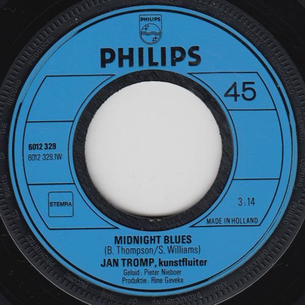 Jan Tromp - Middernacht Melodie Vinyl Singles Vinyl Very Good (VG) <br> Hoes Good Plus (G+)
