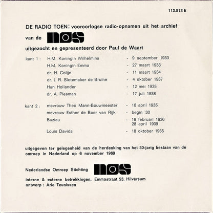 Paul de Waart - De Radio Toen (EP) 13429 Vinyl Singles EP Hoes: Generic
