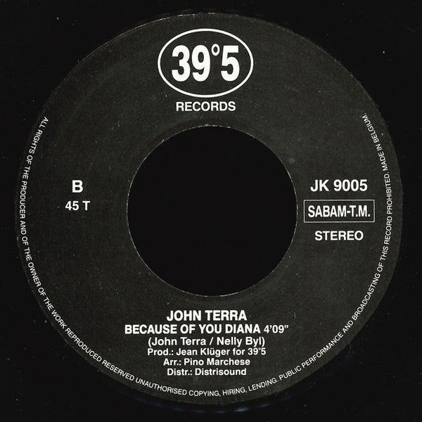 John Terra - Diana Ik Denk Aan Jou Vinyl Singles Vinyl Very Good (VG) <br> Hoes Good Plus (G+)