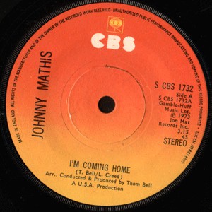 Johnny Mathis - I'm Coming Home Vinyl Singles Vinyl Very Good (VG) <br> Hoes Good Plus (G+)