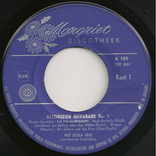 Scala Trio - Accordeon Hitparade No. 1 Vinyl Singles EP Vinyl Zeer Goed / Hoesje Goed "VINYLSINGLES.NL"