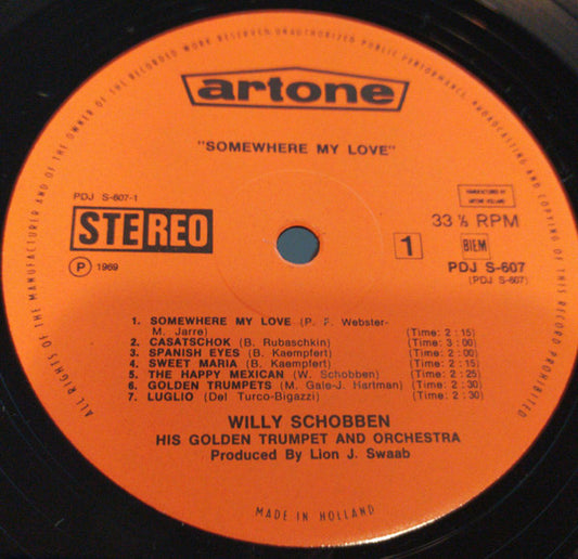 Willy Schobben - Somewhere My Love (LP) Vinyl LP Vinyl Zeer Goed / Hoesje Goed "VINYLSINGLES.NL"