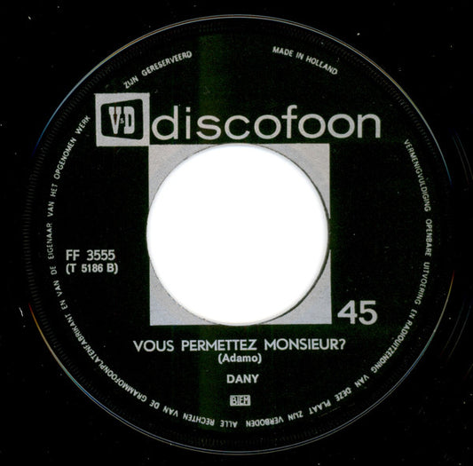 Dany / Jean Paul - Vous Permettez Monsieur / Tombe La Neige 13726 Vinyl Singles VINYLSINGLES.NL