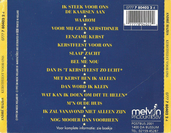 André Hazes - Kerstfeest Voor Ons (CD) Compact Disc Goede Staat