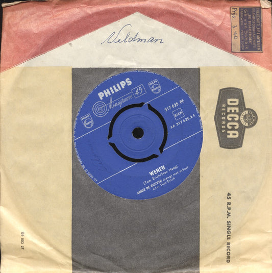 Annie de Reuver - Hij Speelt Zo Mooi Accordeon Vinyl Singles Vinyl Zeer Goed / Hoesje Goed "VINYLSINGLES.NL"