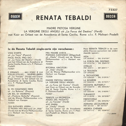 Renata Tebaldi - Madre Pietosa Vergine Vinyl Singles Vinyl Very Good (VG) <br> Hoes Good Plus (G+)