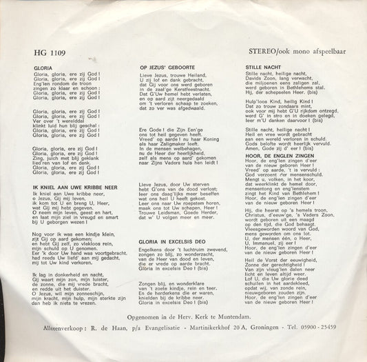 Jeugdkoor Gieterveen - Gloria gloria er zij God Vinyl Singles EP Vinyl Zeer Goed / Hoesje Goed "VINYLSINGLES.NL"