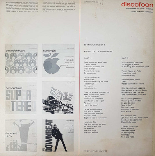 Mini Mutsjes - 60 Kinderliedjes 2 (LP) Vinyl LP Vinyl Zeer Goed / Hoesje Goed "VINYLSINGLES.NL"