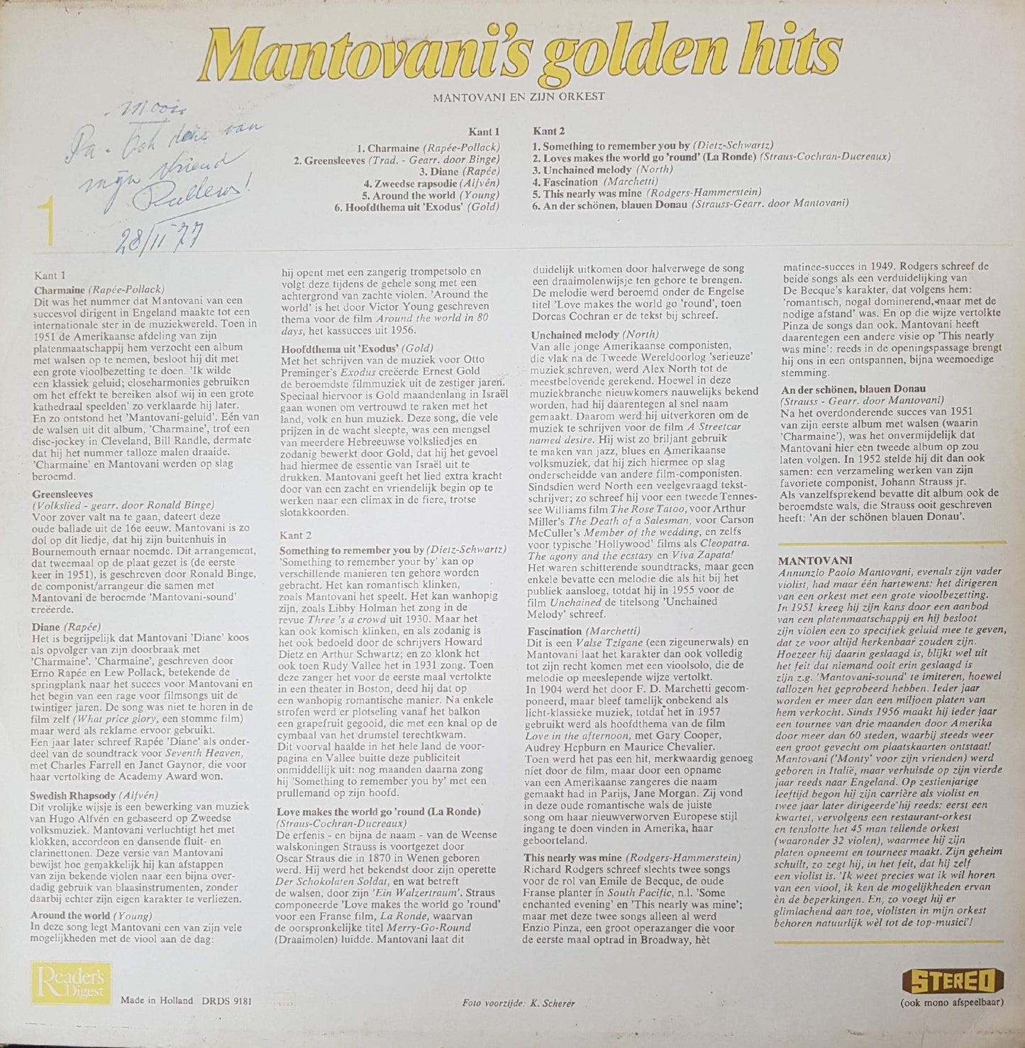 Mantovani - Mantovani's Golden Hits (LP) 42576 Vinyl LP VINYLSINGLES.NL