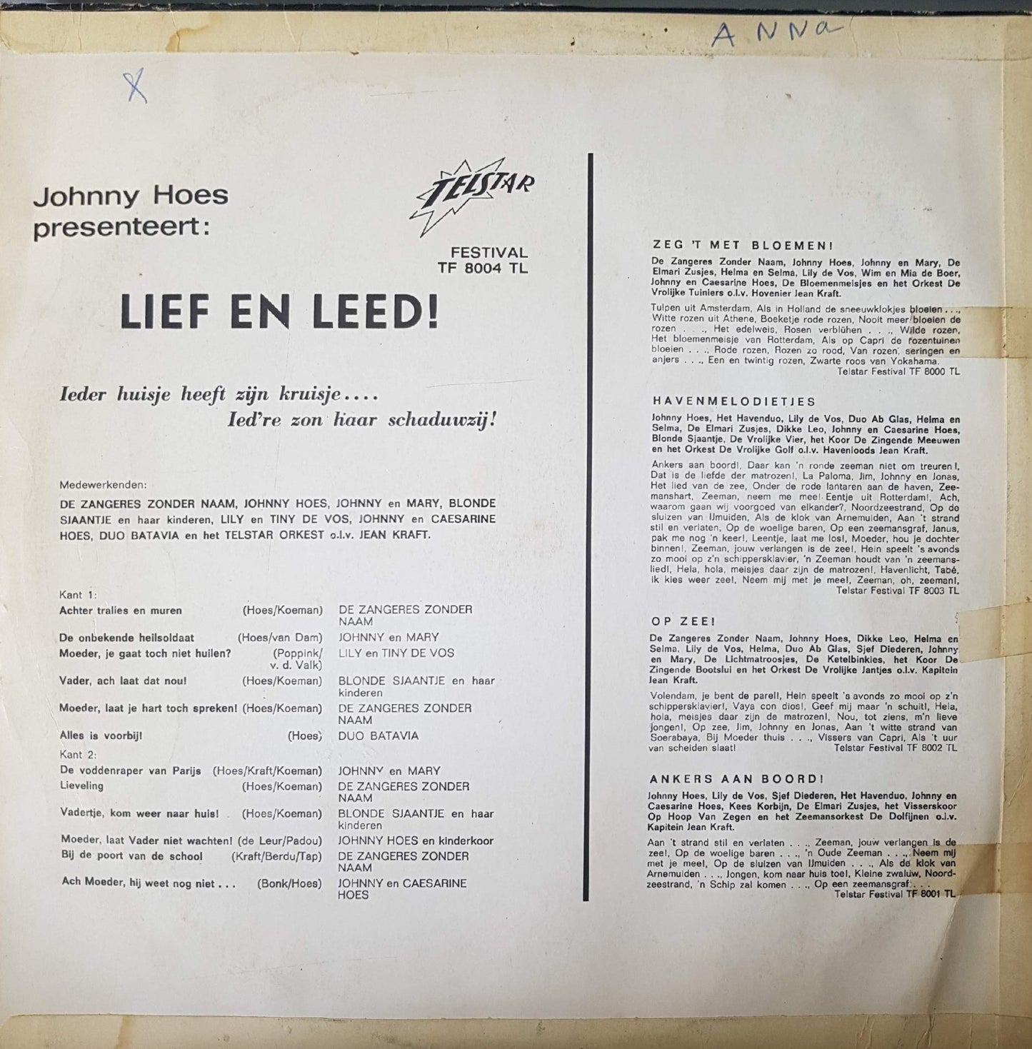 Zangeres Zonder Naam - Lief en Leed! (LP) 42951 Vinyl LP VINYLSINGLES.NL