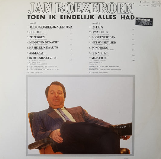 Jan Boezeroen - Toen Ik Eindelijk Alles Had (LP) Vinyl LP Vinyl Zeer Goed / Hoesje Goed "VINYLSINGLES.NL"