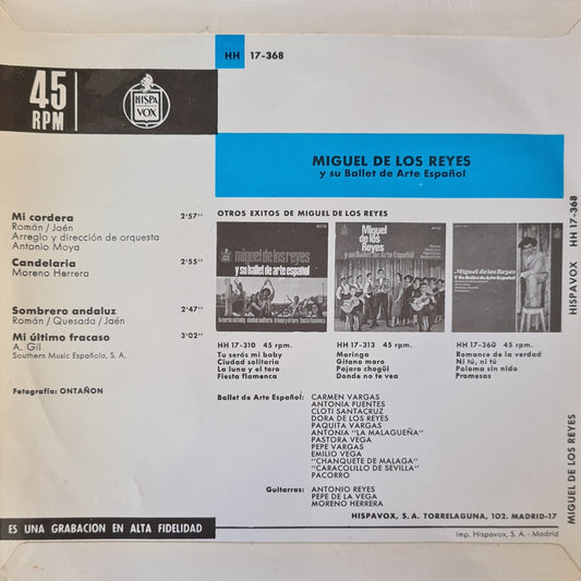 Miguel De Los Reyes - Y Su Ballet De Arte Espanol Vinyl Singles Vinyl Zeer Goed / Hoesje Goed "VINYLSINGLES.NL"