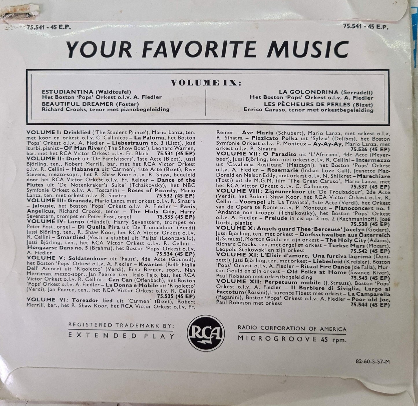 Various ‎– Your Favorite Music - Volume IX (EP) 05661 Vinyl Singles EP Goede Staat